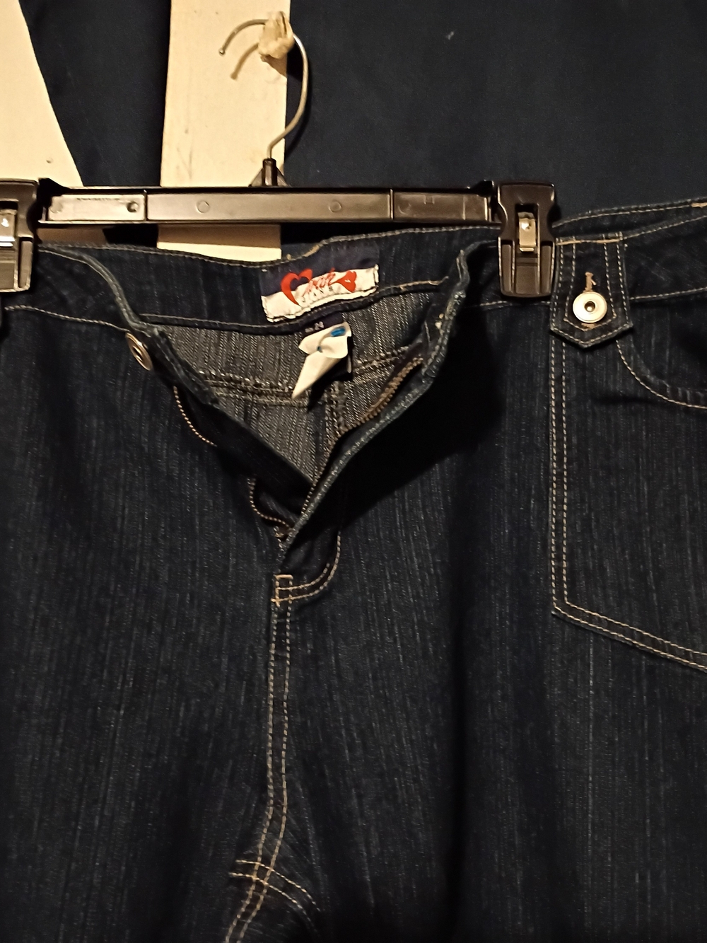 Quacker Factory Dark Blue Denim Capris with Contrast Stitching